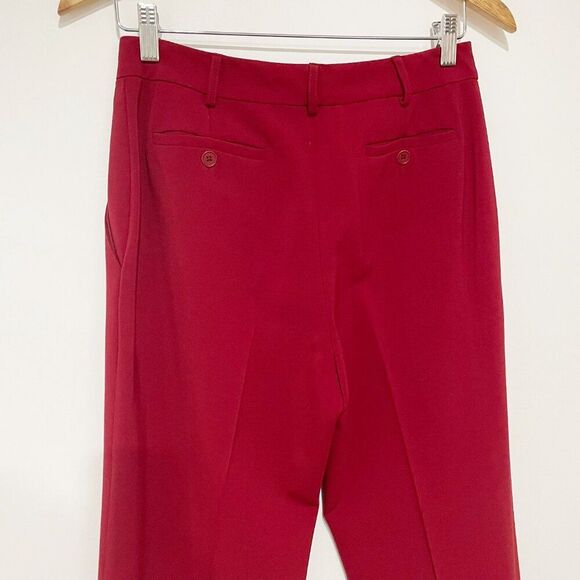 Womens Bright Red Wool Blend Straight Mid Rise Classic Pants 6 Workwear Corpcore - Picture 2 of 10